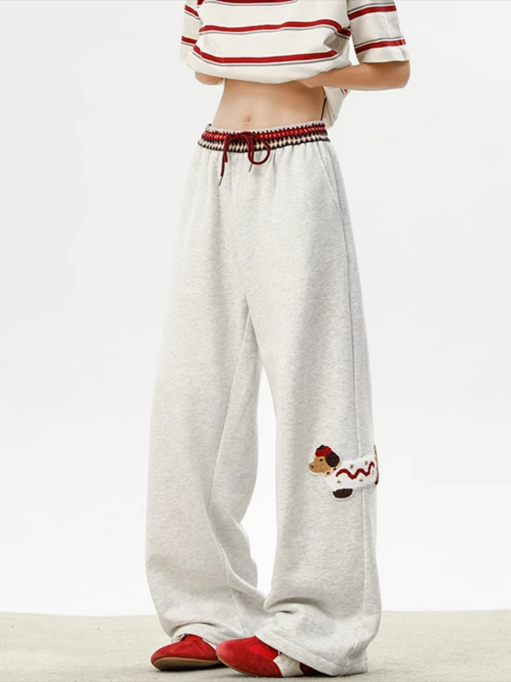 Dachshund Sweatpants Splicing Loose Wide-leg Trousers