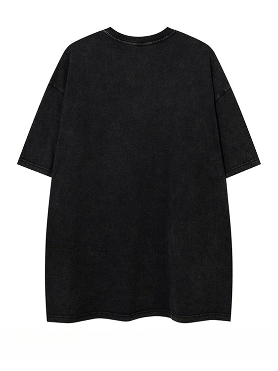 Vintage Letter Print Loose Short Sleeve T-Shirt