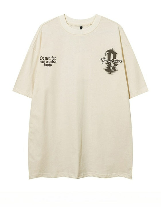 Vintage Letter Print Short Sleeve T-shirt