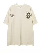 Vintage Letter Print Short Sleeve T-shirt