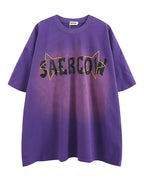 Hiphop Vintage Star Print Loose Short Sleeve T-Shirt